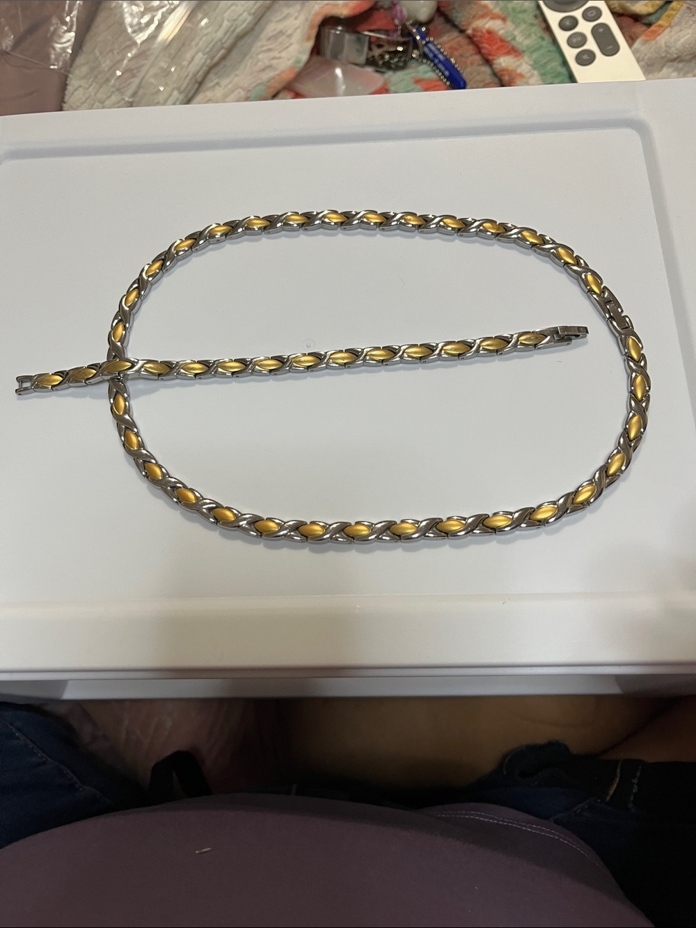 Two-Tone Gold and Silver Men's Chain Necklace and Bracelet Set